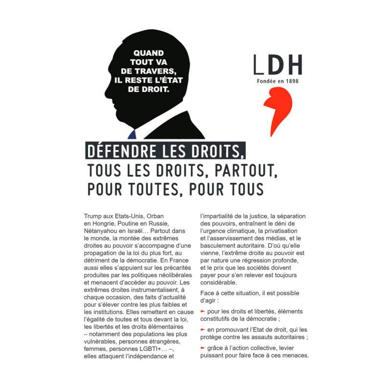 Bulletin d'adhésion LDH Campagne 2025 Poutine